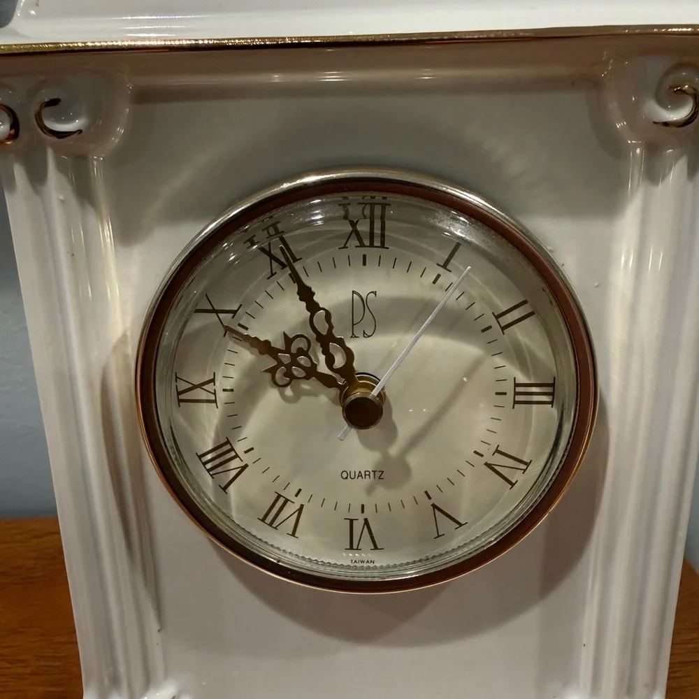 Paul Sebastian Porcelain Mantel Clock Floral Rose Quartz 1993 Limited Edition